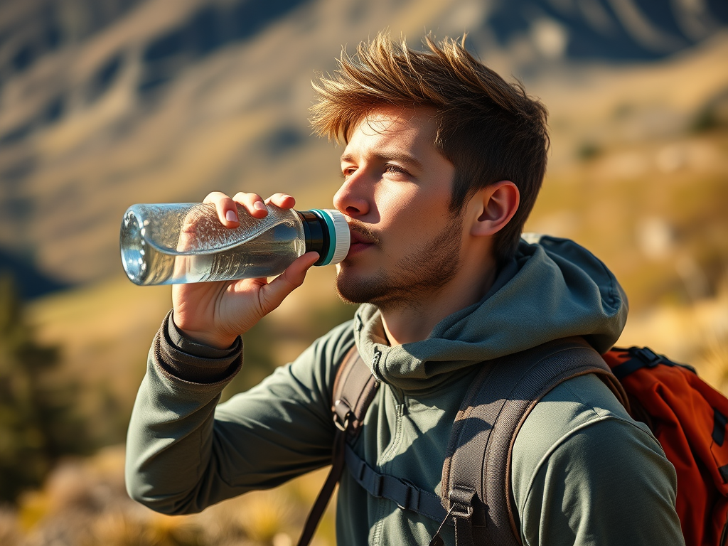 A man drinking clean and safe water from the best hiking water bottle